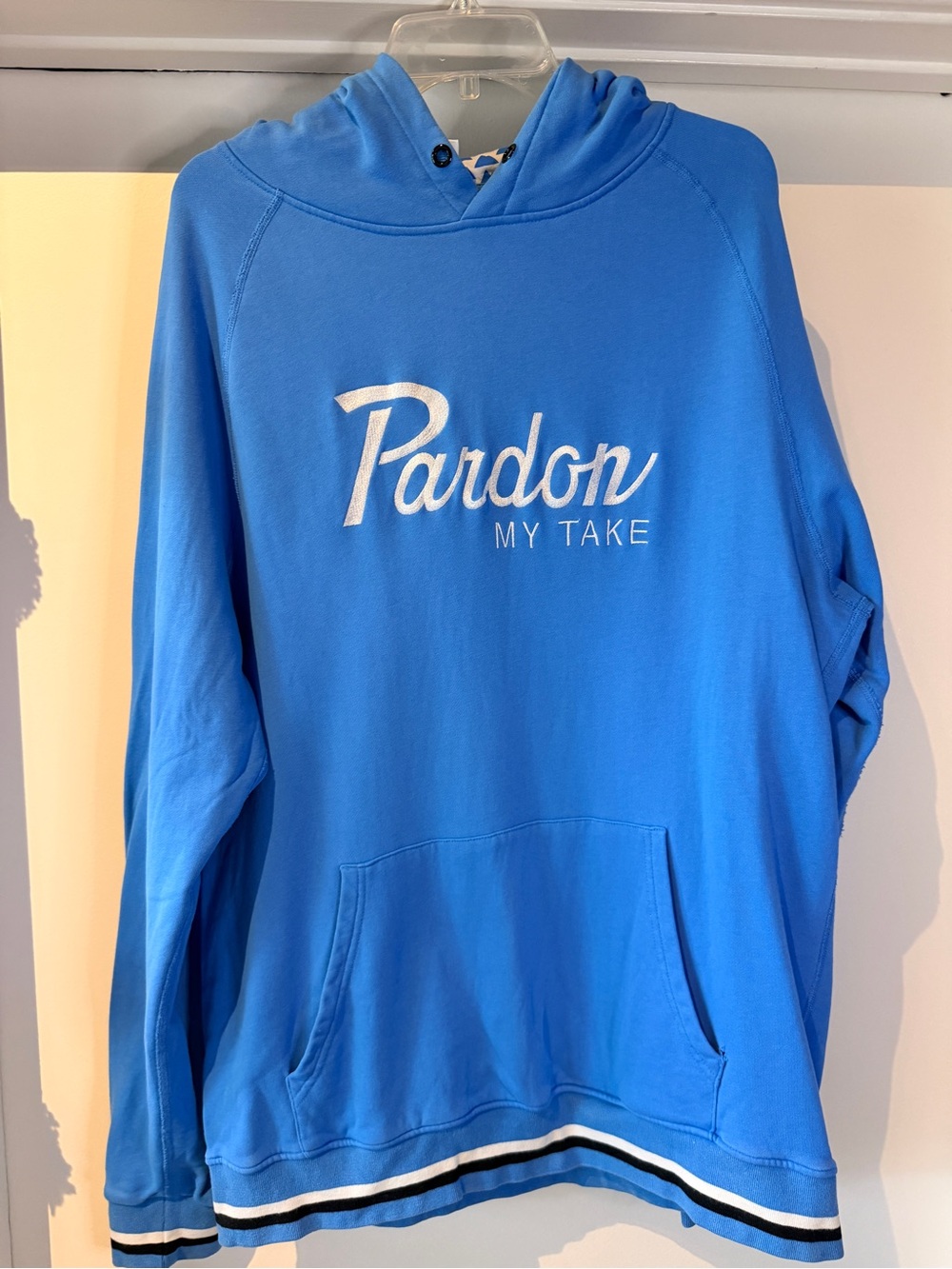 Barstool Sports Pardon My Take Embroidered Hoodie Sweatshirt Blue Mens XL